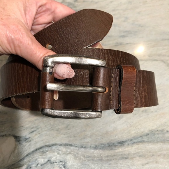 Like new Unbranded rugged organic leather belt silver buckle Mexico 36 - Picture 1 of 7